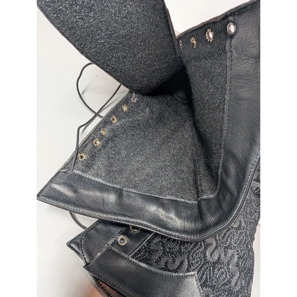 Victorian Goth Lace Up Boots Black Regency Kitten Heel Size 4.5-5 Pirate Cosplay - Picture 14 of 14